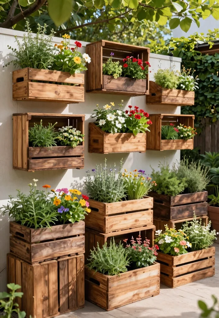 9 Charming Hanging Planter Ideas Outdoor Spaces Need 2. Rustic Wooden Crates 0