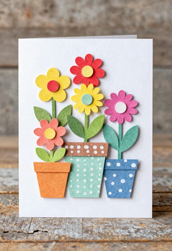 9 Creative Sizzix Garden Shed Card Ideas for DIY Crafts 1. Whimsical Flower Pots Card 0