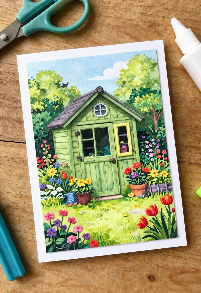 9 Creative Sizzix Garden Shed Card Ideas for DIY Crafts 2. Garden Shed Scene Card 0