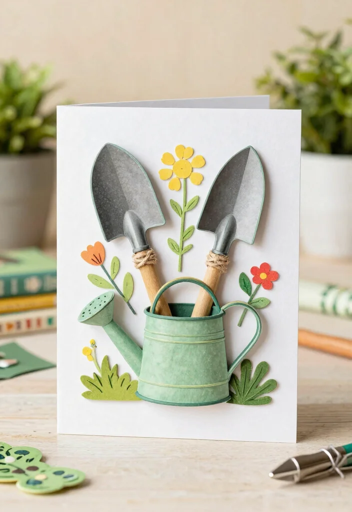 9 Creative Sizzix Garden Shed Card Ideas for DIY Crafts 5. Garden Tools Card 0