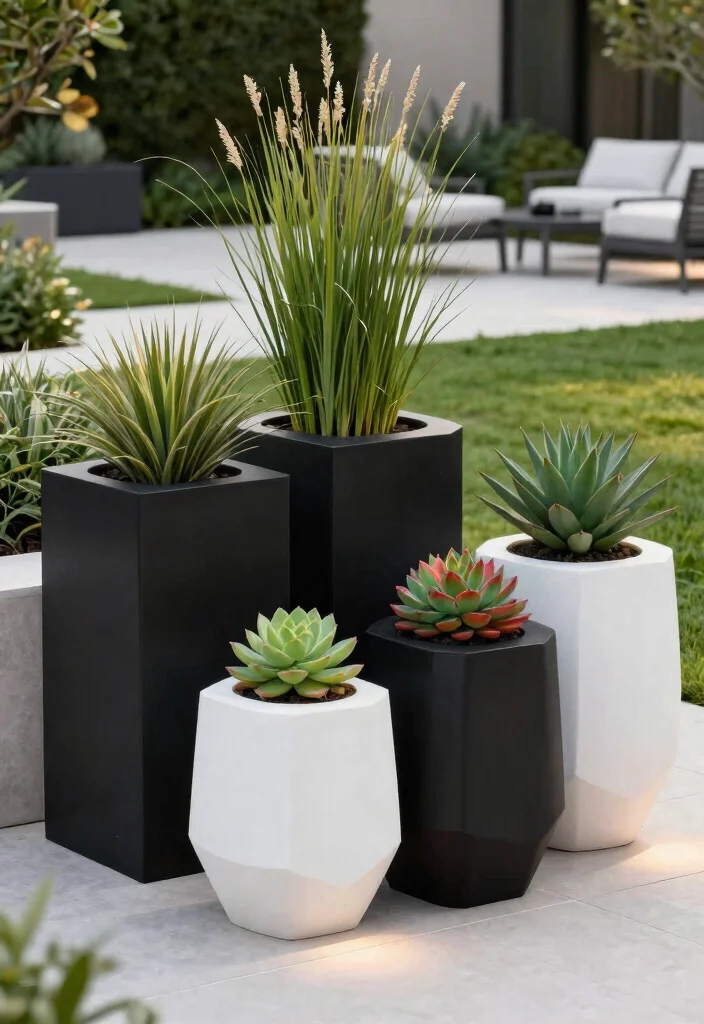 9 Elegant Outdoor Urn Planter Ideas Classic Styles 6. Modern Geometric Urns 0