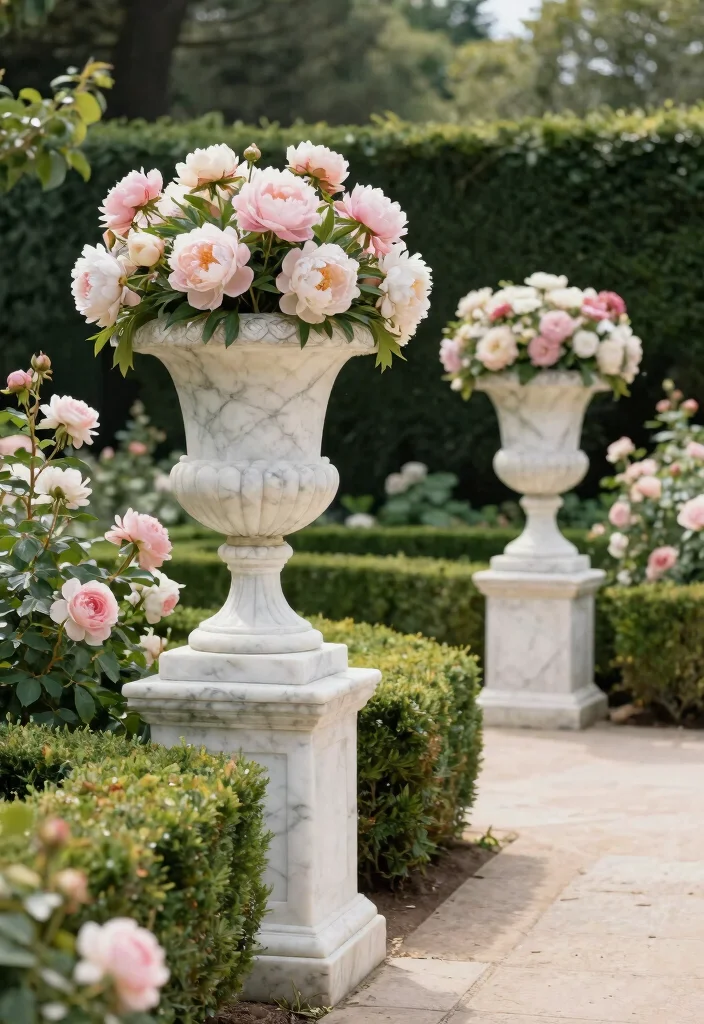 9 Elegant Outdoor Urn Planter Ideas Classic Styles 7. Classically Inspired Marble Urns 0