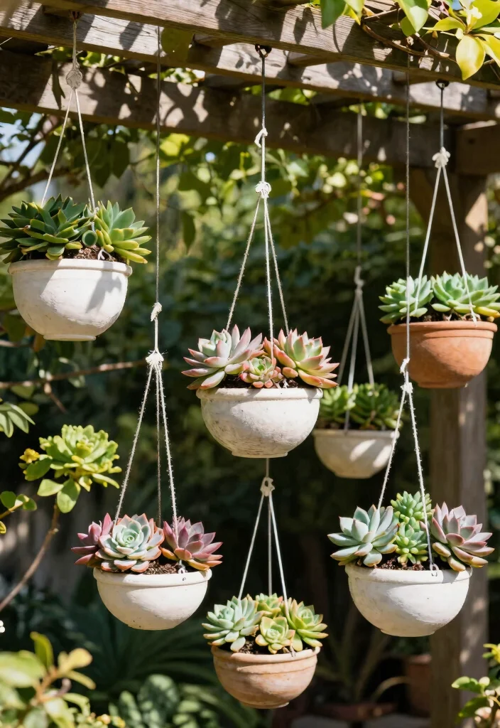 9 Practical Shallow Planter Ideas for Outdoor Succulents 6. Hanging Shallow Planters for Unique Displays 0