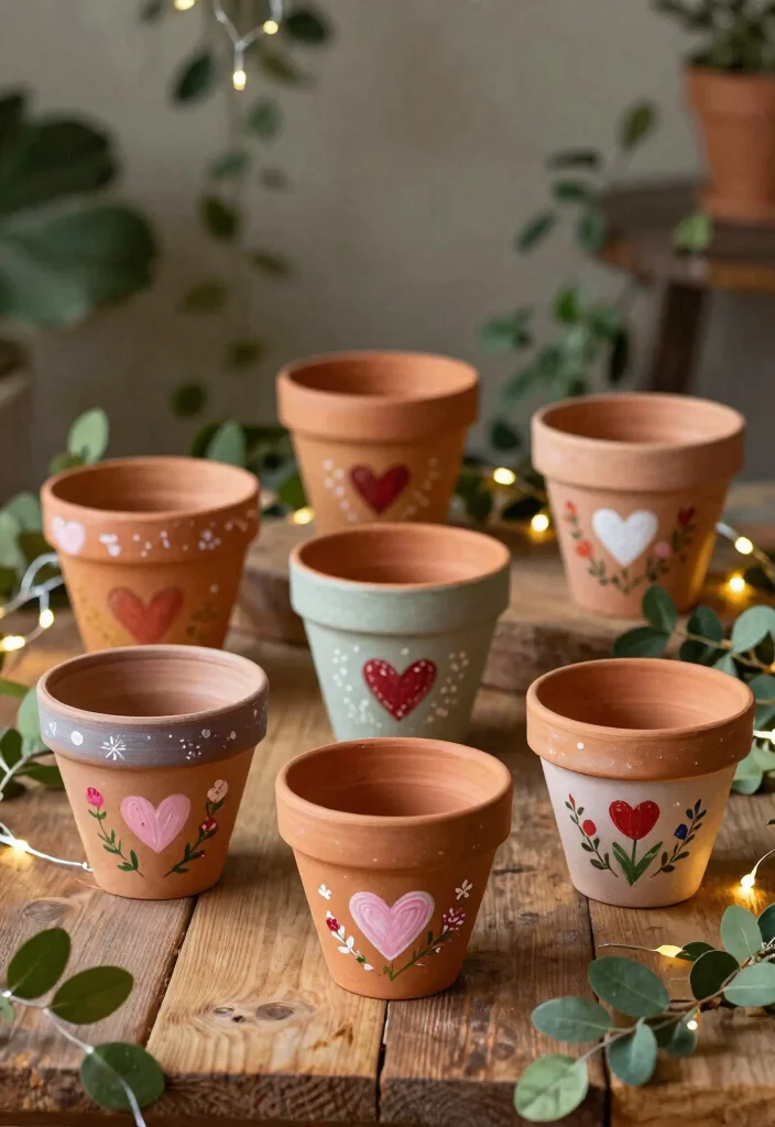 9 Romantic Valentine Outdoor Planter Ideas for Your Porch 4. DIY Painted Pots 0