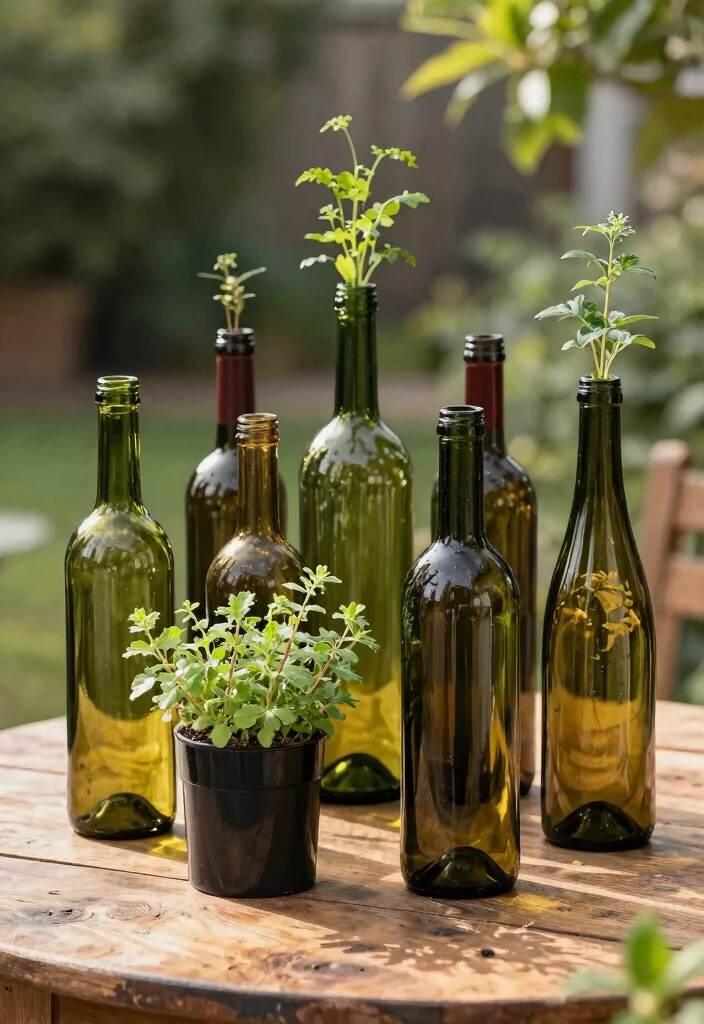 9 Romantic Valentine Outdoor Planter Ideas for Your Porch 8. Recycled Wine Bottle Planters 0