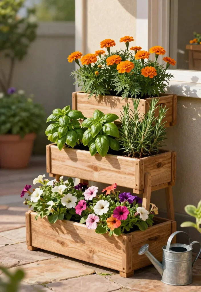 9 Space Saving Outdoor Corner Planter Ideas for Patios 1. Tiered Planters for Maximum Impact 0