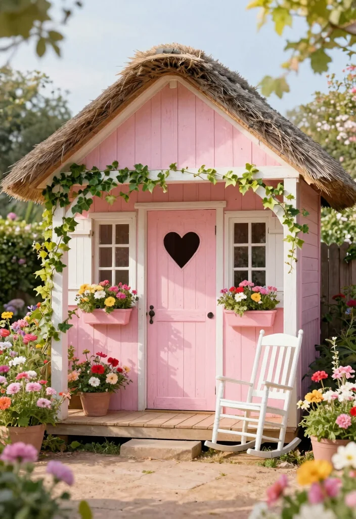 9 Sweet Pink Garden Shed Ideas for a Whimsical Backyard 1 9 Sweet Pink Garden Shed Ideas for a Whimsical Backyard 1. Vintage Cottage Charm 0