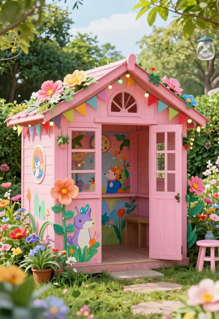 9 Sweet Pink Garden Shed Ideas for a Whimsical Backyard 12 9 Sweet Pink Garden Shed Ideas for a Whimsical Backyard 2. Playful Fairy Tale Retreat 0