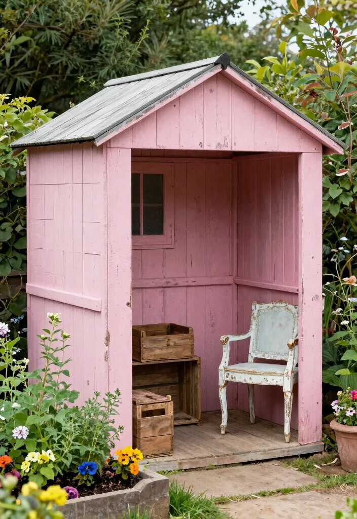 9 Sweet Pink Garden Shed Ideas for a Whimsical Backyard 34 9 Sweet Pink Garden Shed Ideas for a Whimsical Backyard 4. Rustic Farmhouse Vibes 0