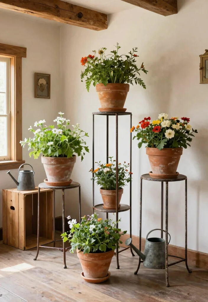 9 Timeless Iron Plant Stand Ideas for a Classic Look 2. Rustic Farmhouse Stands 0