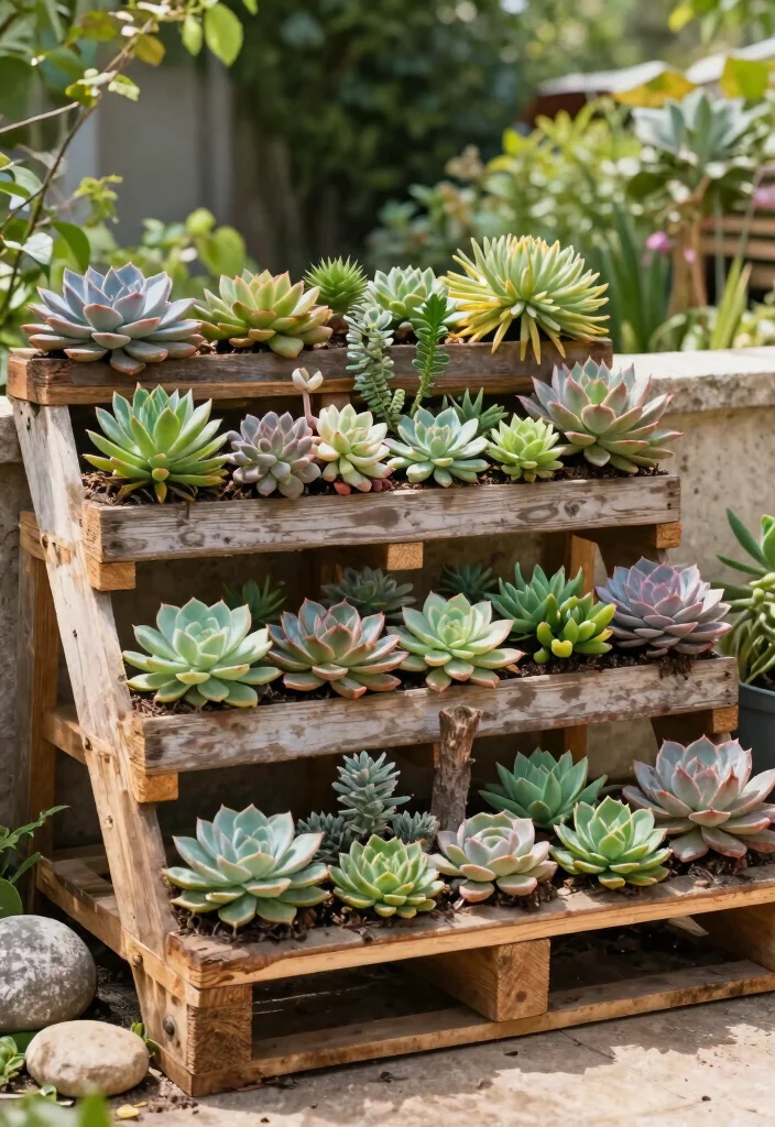 9 Unique Succulent Planter Ideas for Outdoor Low Care Spaces 1. Vertical Pallet Planter 0
