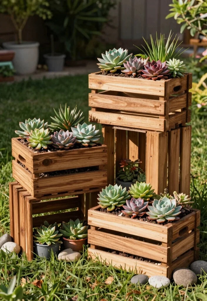 9 Unique Succulent Planter Ideas for Outdoor Low Care Spaces 6. DIY Wooden Crate Planters 0