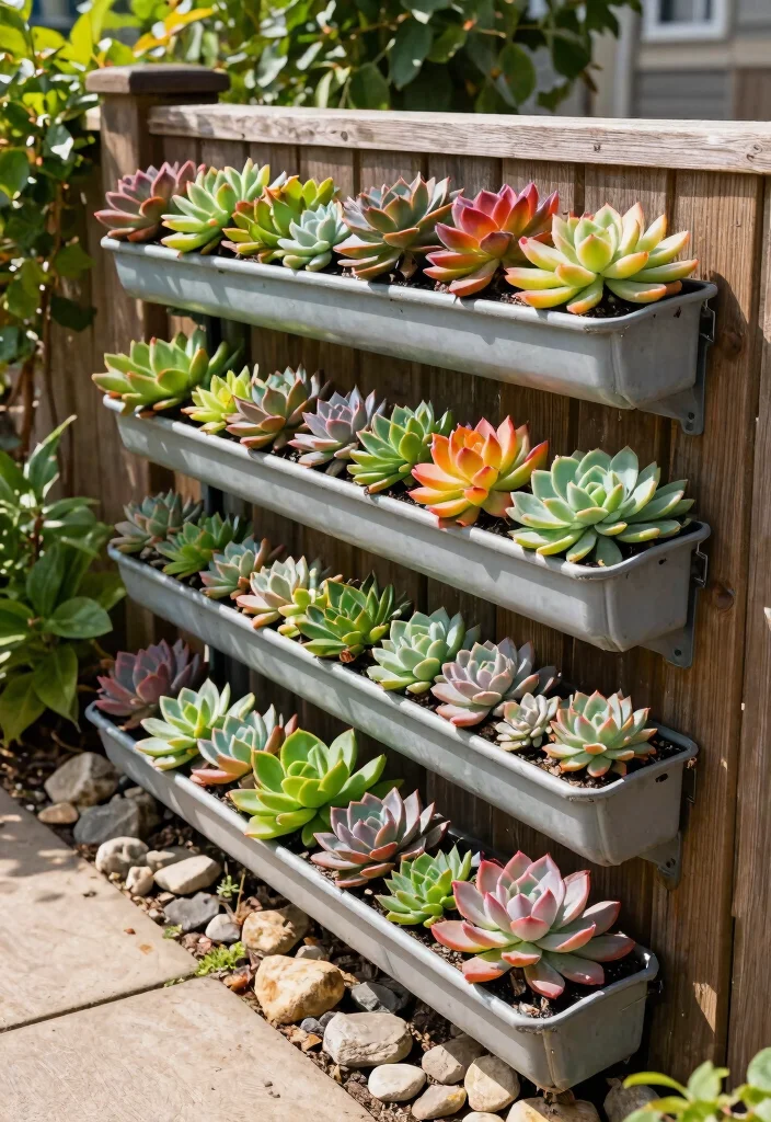 9 Unique Succulent Planter Ideas for Outdoor Low Care Spaces 8. Gutter Planters 0
