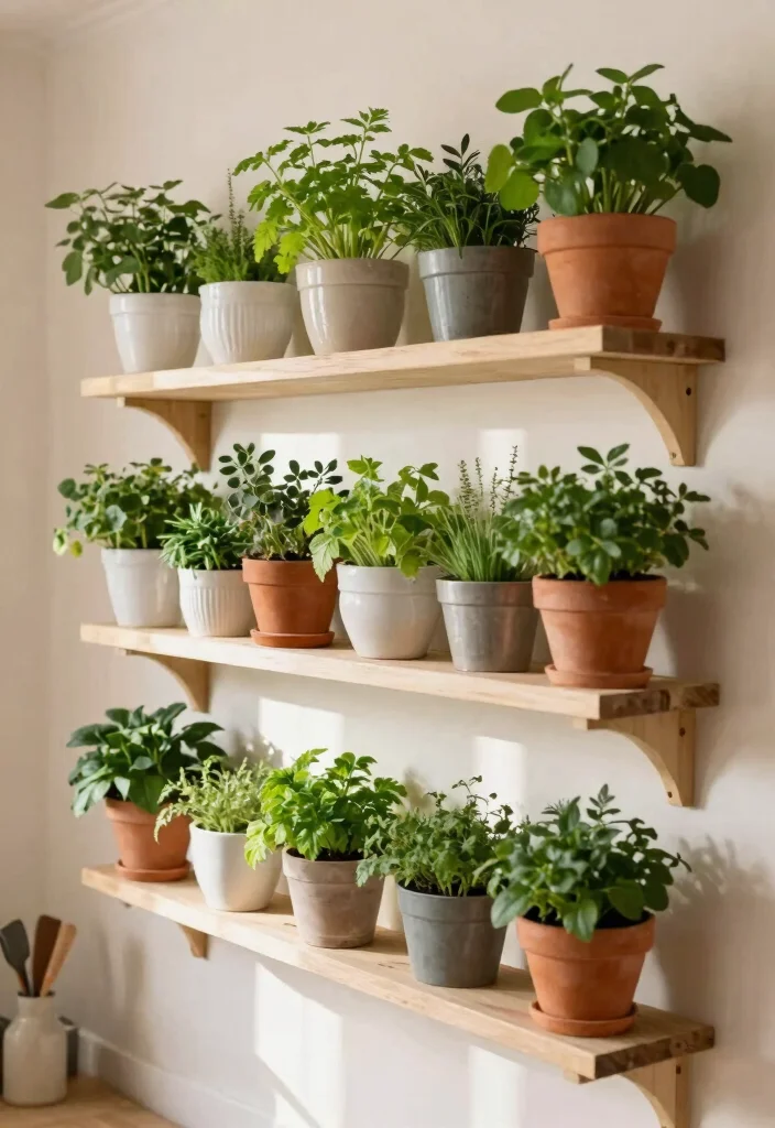 9 Useful Kitchen Plant Stand Ideas for Fresh Herbs 1. Wall Mounted Shelves for Herbs 0