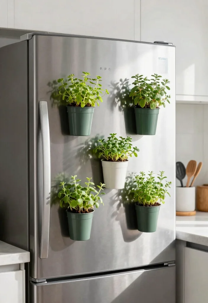 9 Useful Kitchen Plant Stand Ideas for Fresh Herbs 7. Magnetic Herb Planters 0