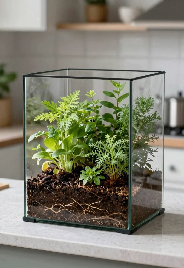 9 Useful Kitchen Plant Stand Ideas for Fresh Herbs 8. Stylish Glass Terrariums 0