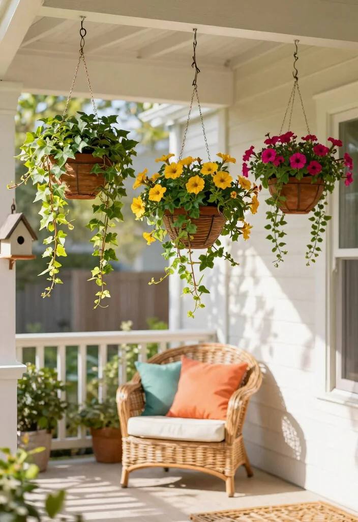 9 Welcoming Outdoor Planter Ideas for Front Yards Curb Appeal 8. Creative Hanging Planters 0