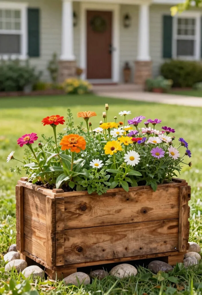 9 Welcoming Outdoor Planter Ideas for Front Yards Curb Appeal 9. Rustic Wooden Boxes 0