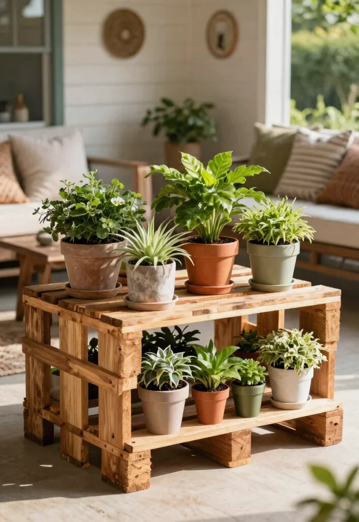 9 Welcoming Porch Plant Stand Ideas for Curb Appeal 7. DIY Pallet Plant Stand 0