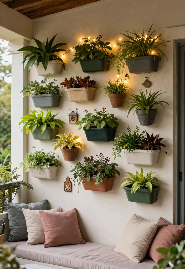 9 Welcoming Porch Plant Stand Ideas for Curb Appeal 8. Artistic Plant Wall 0