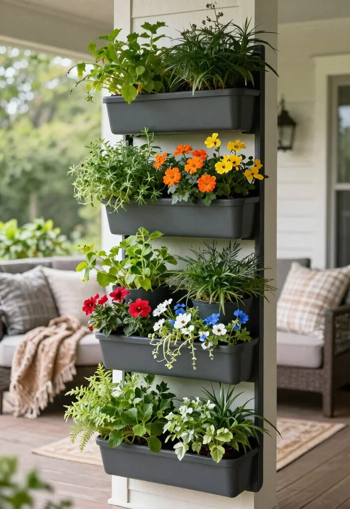 9 Welcoming Porch Plant Stand Ideas for Curb Appeal 9. Vertical Garden System 0